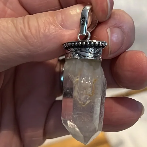 #604 Rough Clear Crystal Quartz Handcrafted Pendant NWOT - Picture 5 of 12